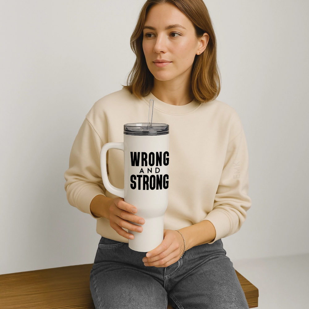 WRONG AND STRONG - TRAVEL TUMBLER - white