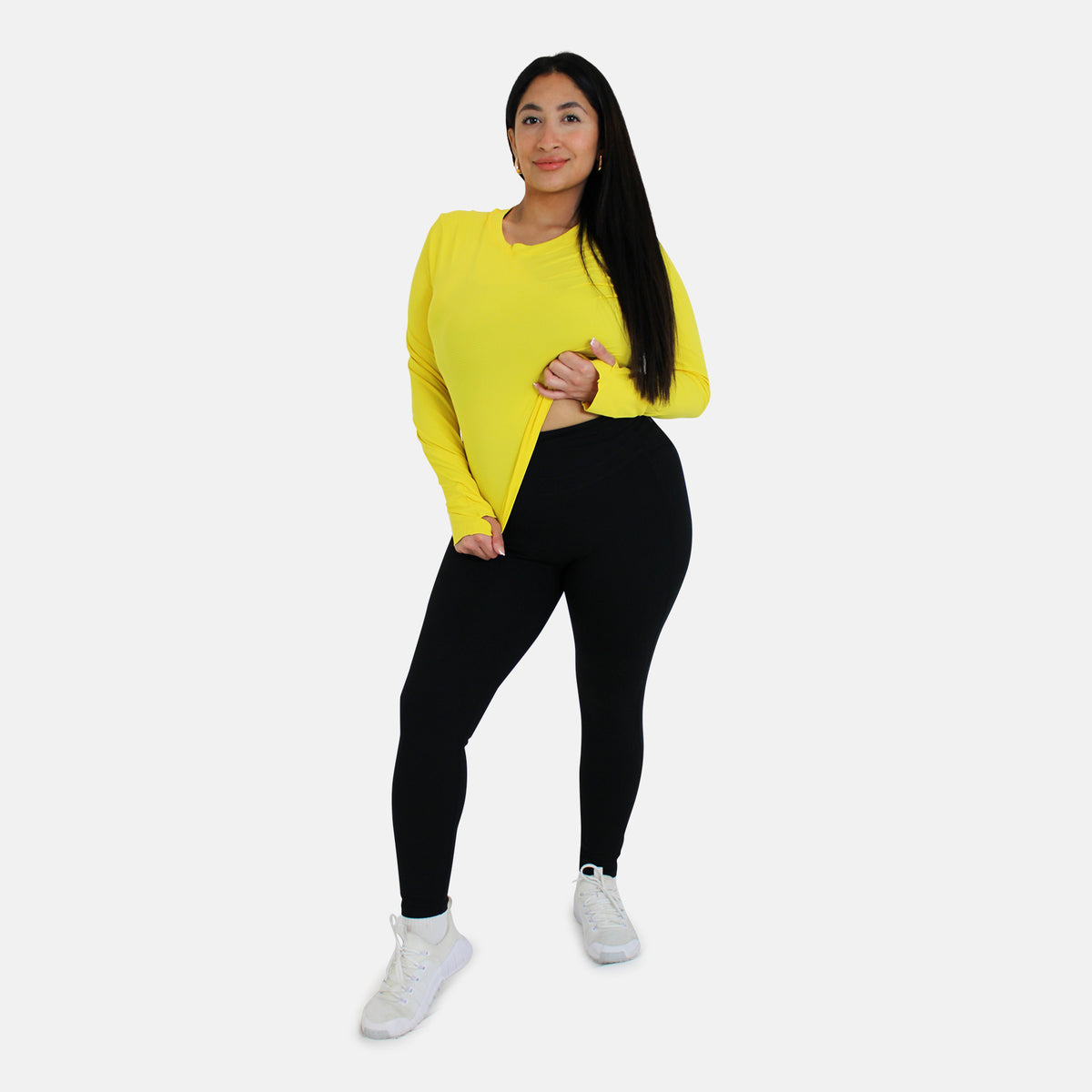 TEMPO CROPPED LONG SLEEVE TEE - PINEAPPLE